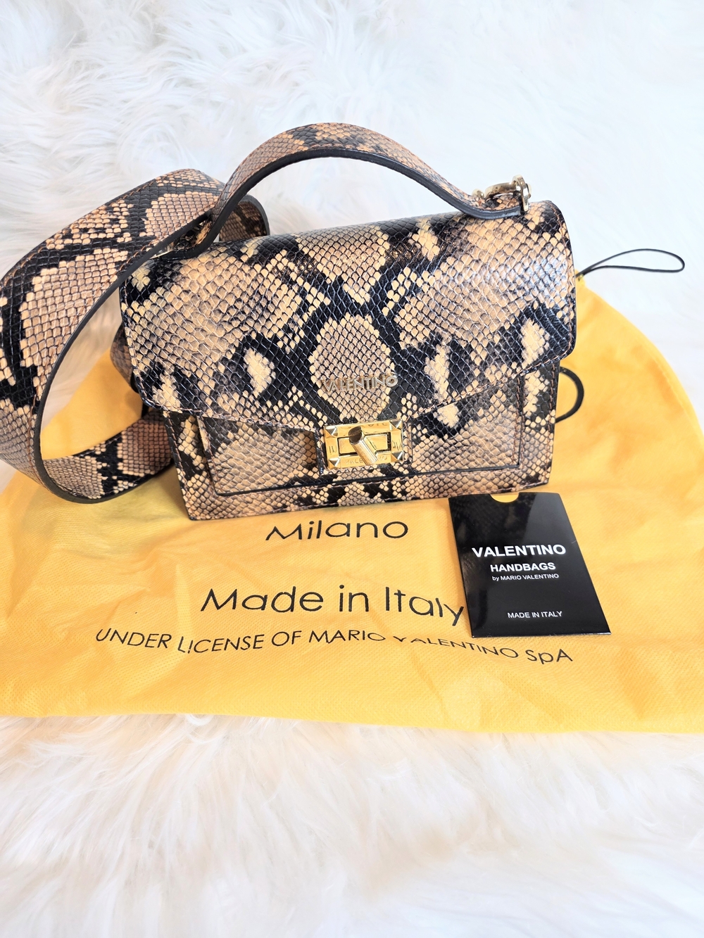 Valentino By Mario Valentino Titti Python Embossed Leather Top-Handle/Crossbody